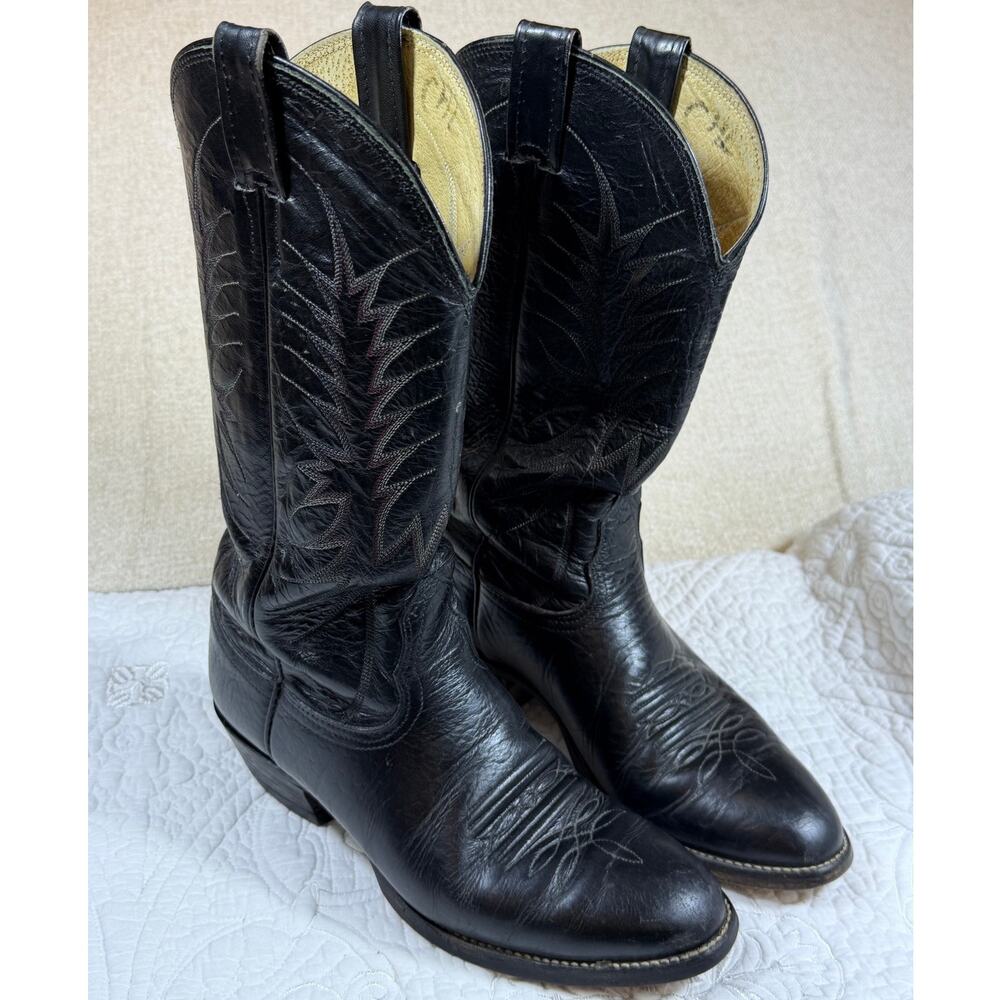 Nocona Boots Men's Black 7.5D Leather Cowboy Western Boots Style 74478 Classic